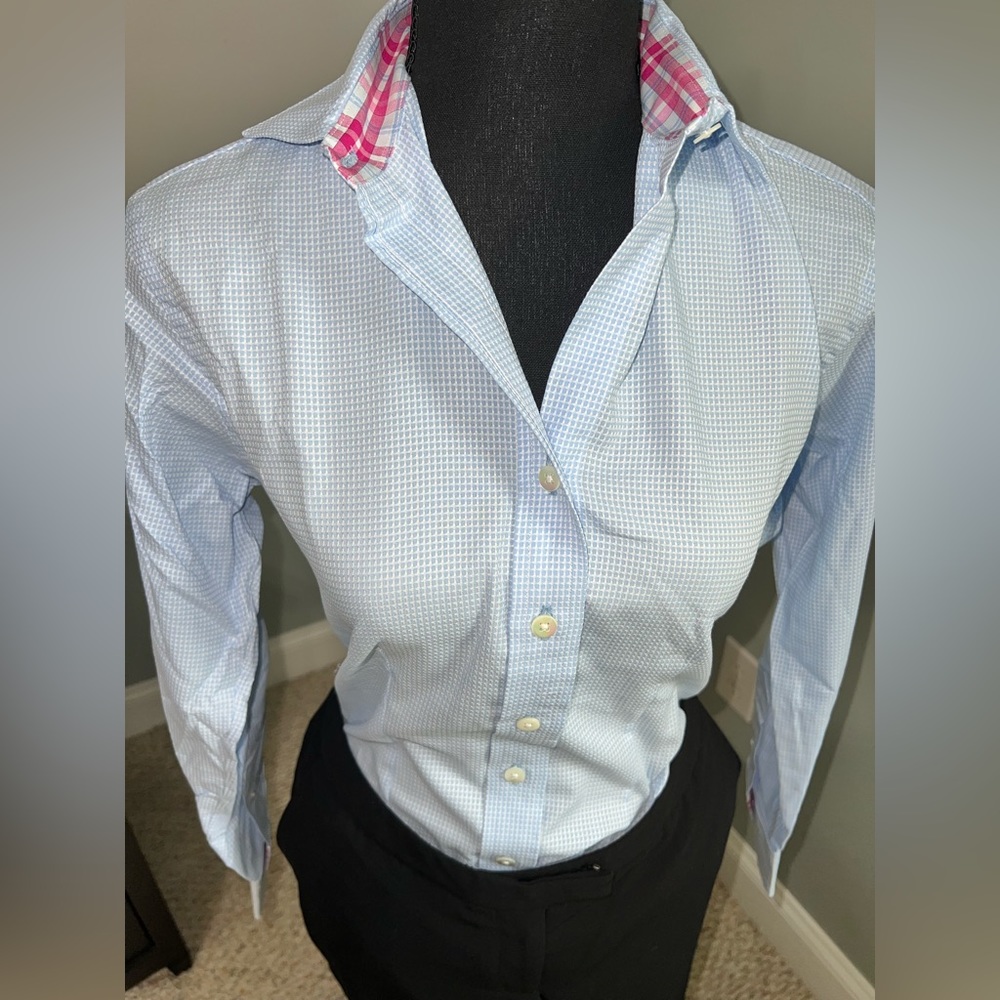 Tom James Women’s Blue Dress Shirt Button Down Top Size M